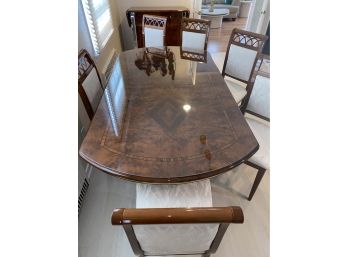 Burl Veneer Inlay Details  Dining Table With  Six Chairs Made In Italy
