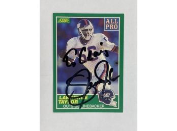 1989 Score Lawrence Taylor Autograph Vintage Collectible Football Card