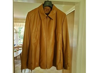Real Leather Ladies' Jacket Made In Italy By Duca Di Matiste Beautiful Butterscotch / Tan