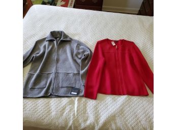 Two Brand New With Tags Ladies Shirts Talbots (red One)  & Tally-ho (Gray)