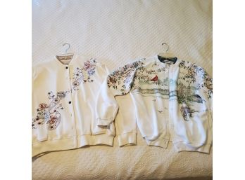 Two Pretty Decorated Ladies Sweaters