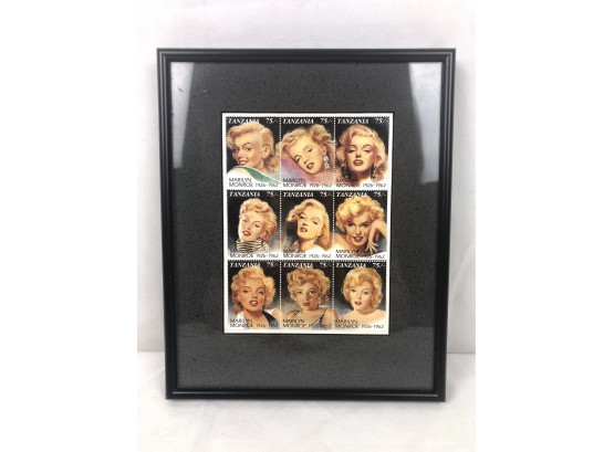 1992 Marilyn Monroe Unused Sheet Of Stamps, Tanzania, Framed