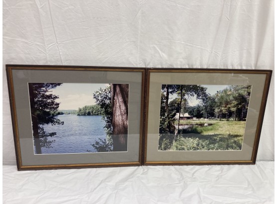 2 Framed Photographs Of Lake And One Of A Camp Would Be Nice Hanging In A Cabin