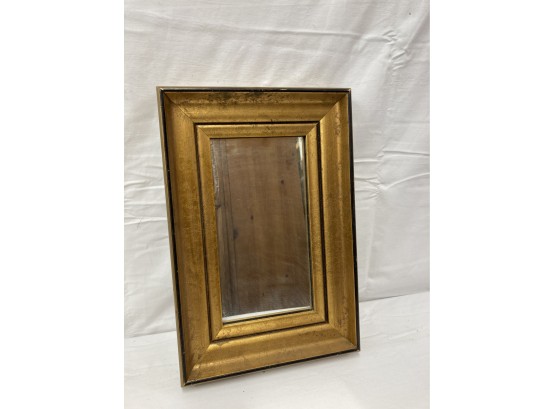 Narrow Rectangular Gold Framed Mirror With Black Edge