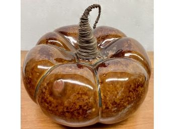 Beautiful Great Pumpkin Charlie Brown With Brown Glaze 10 Inches Across 5 Inches High Including Handle 7.5