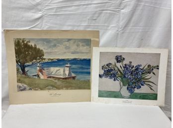 A Print By The Sea And A Print Of Blue Flowers