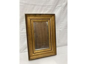 Narrow Rectangular Gold Framed Mirror With Black Edge