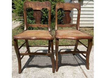 Pair Of Antique Oak Chairs Very Good Condition Canning Is Good