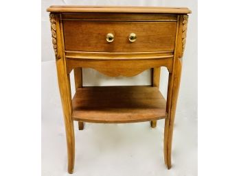 Lovely Side 1 Draw Side Table With Carved Accents
