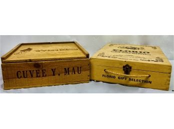 2 Wooden Wine Boxes Good Condition