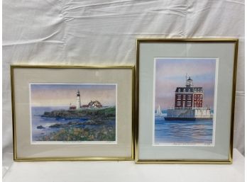 Set Of Two Hand Signed Prints By The Sea