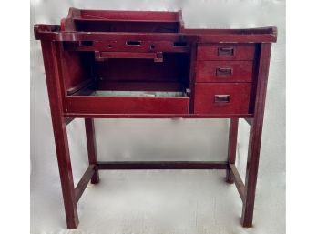 Red Stained Wooden Desk/work Desk Interesting Concept