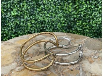 Two Cuff Bracelets With Rhinestones