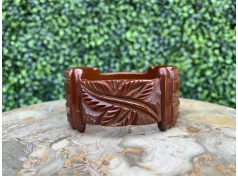 Intricately Carved Bakelite Bangle