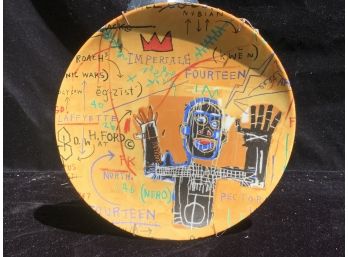 Decorative Plate By Famous Warhol Friend, Jean-Michel Basquiat, Rendered In Blanche Limoge