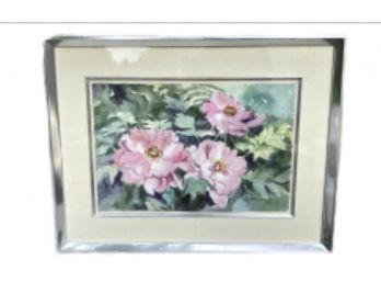 Framed Floral Watercolor Signed By Artist, Ruth Robinson