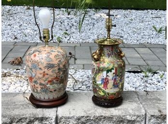 Two Hand-Painted Oriental Lamps