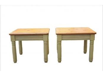 Pair Of Light Colored End Tables