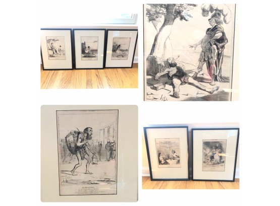 Set Of Nine Prints From The' Histoire Ancienne' Series- Chez Aubert By Artist, Daumier