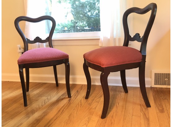Pair Of Mahogany Frame Empire Upholstered Parlor Chairs.