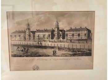 The View Of Yale College, In New Haven Print Signed In By Artist