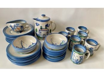 M.A. Hadley Hand Made Ceramic Dish Set Signed