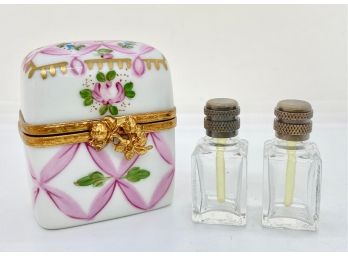 Vintage Limoges Miniatures Perfume Bottles In Box, France