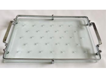 Mid Century Cut Glass  & Silver Plate Tray