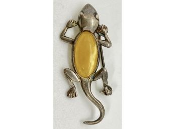 Sterling Silver & Stone Salamander Pin
