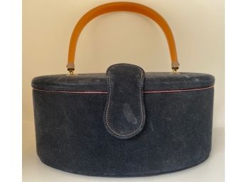 Vintage Handbag With Amber Colored Bakelite Handle