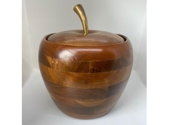 Vintage A Distinguished Gift Creation Walnut Wood Apple Ice Bucket With Stand