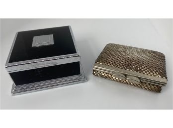 Vintage Whiting & Davis Silver Mesh Wallet, 1960s & Covered Box