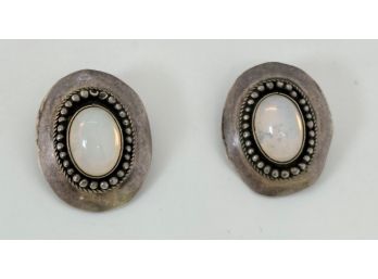 Mid Century Sterling Silver Clip-On Earrings