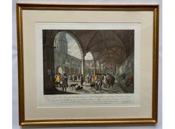 Antique Hand Colored Copper Engraving  Of The Second Royal Exchange, London, 1788
