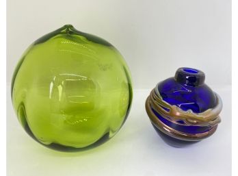 Art Glass Globe & Small Bud Vase