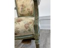 Petite Wooden Vintage Arm Chair With Upholstered Seat And  Back