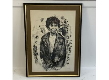Framed Black And White Print Of A Boy