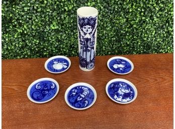 Blue & White Rosenthal Vase & Small Plates