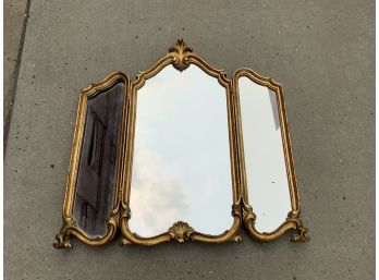 Gold Framed Tri Fold Mirror