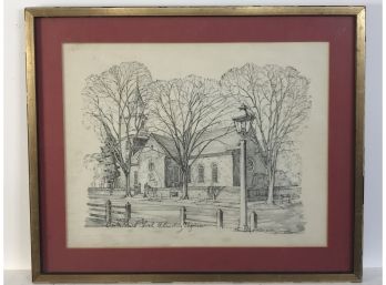 Framed Pen And Ink Of A Historic Williamsburg VA Church