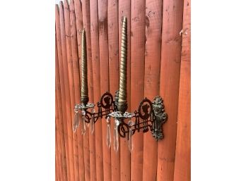 Vintage Patinated Brass Wall Sconces