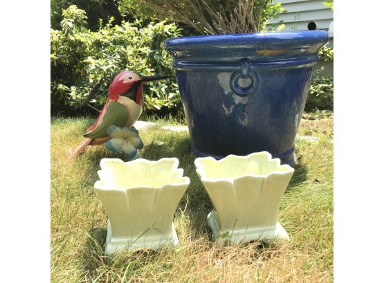 Decorative Garden Planters And Bird Watering Can