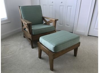 Two Piece Set - Beautiful Arts & Crafts Style Glider And Ottoman With Custom Cushions