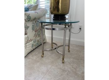 Pair Of Glass And Brass Side Tables