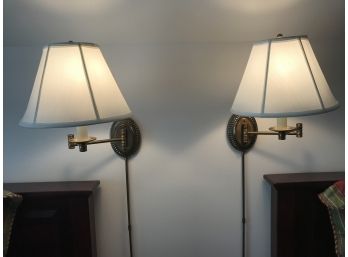 Two Matching Wall Mounted Swing Arm Lamps