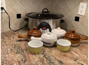 Crock Pot And Soup Bowls