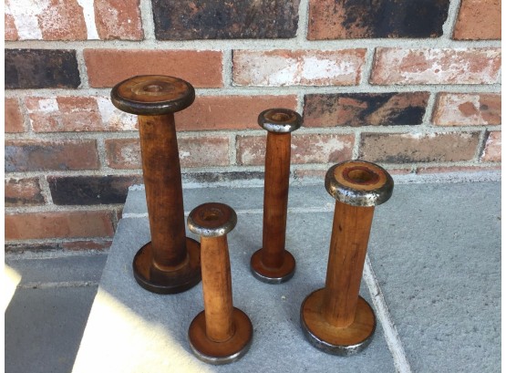 Four Antique Wooden Spools  Box #2