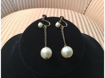 Vintage Faux Pearl Earrings - Lot #9