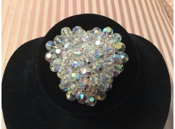 Vintage Aurora Borealis Heart Shaped Pin