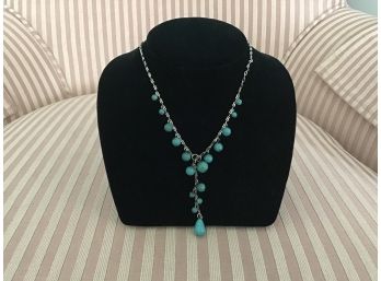 Silvered And Turquoise Bead Necklace - Lot #23